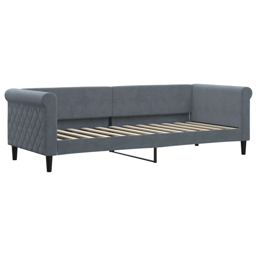 Lit de jour avec matelas gris foncé 80x200 cm velours - XIOS