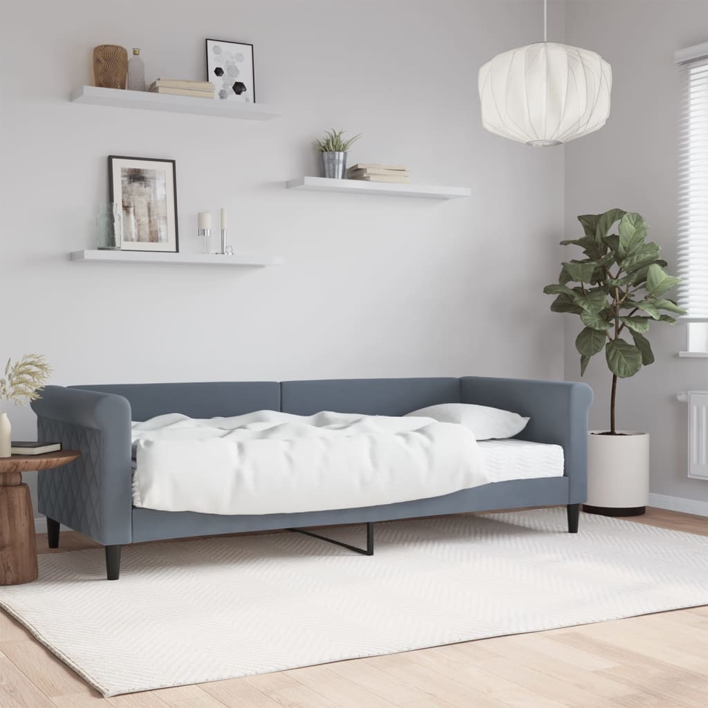 Lit de jour avec matelas gris foncé 80x200 cm velours - XIOS