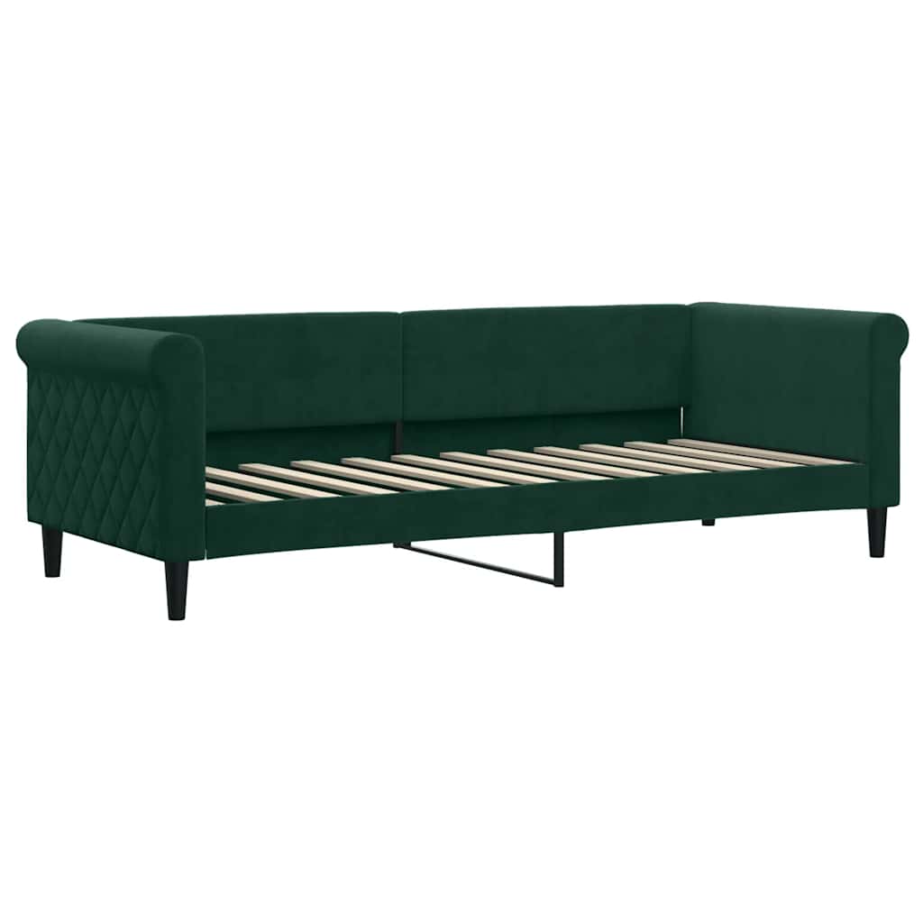 Lit de jour avec matelas vert foncé 80x200 cm velours - XIOS