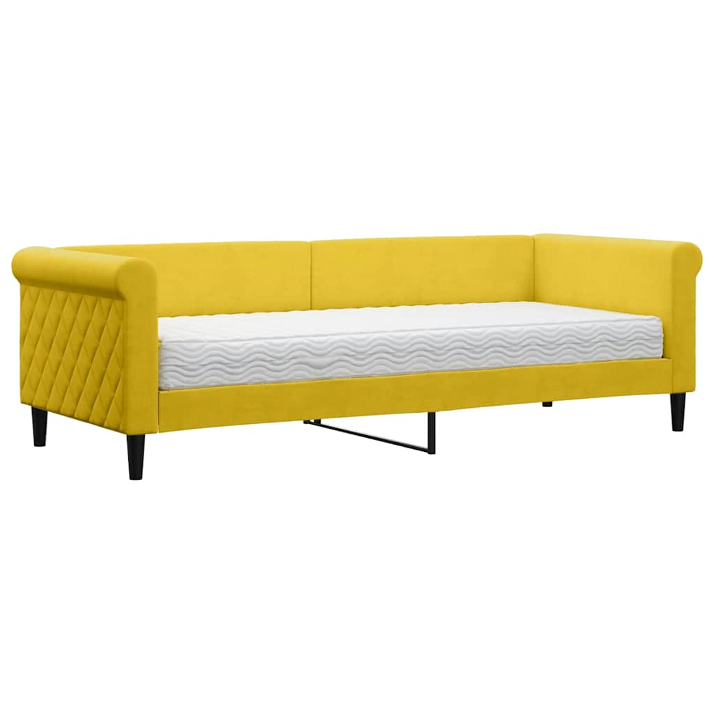 Lit de jour avec matelas jaune 80x200 cm velours - XIOS