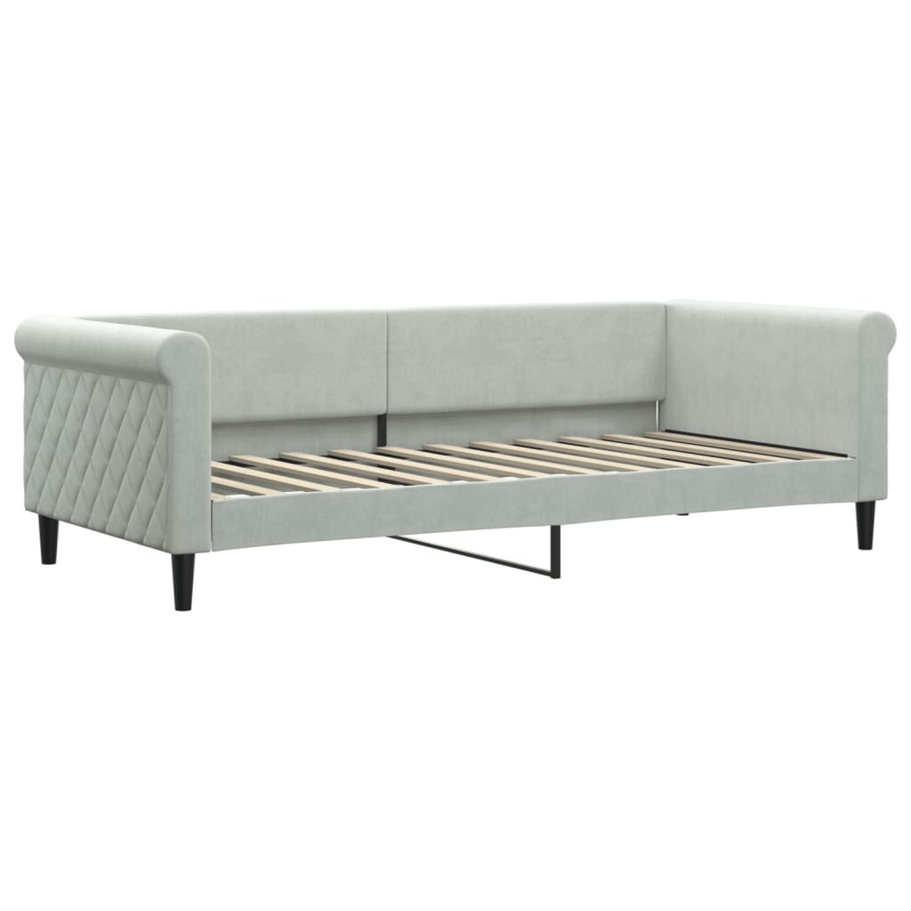 Lit de jour avec matelas gris clair 90x200 cm velours - XIOS
