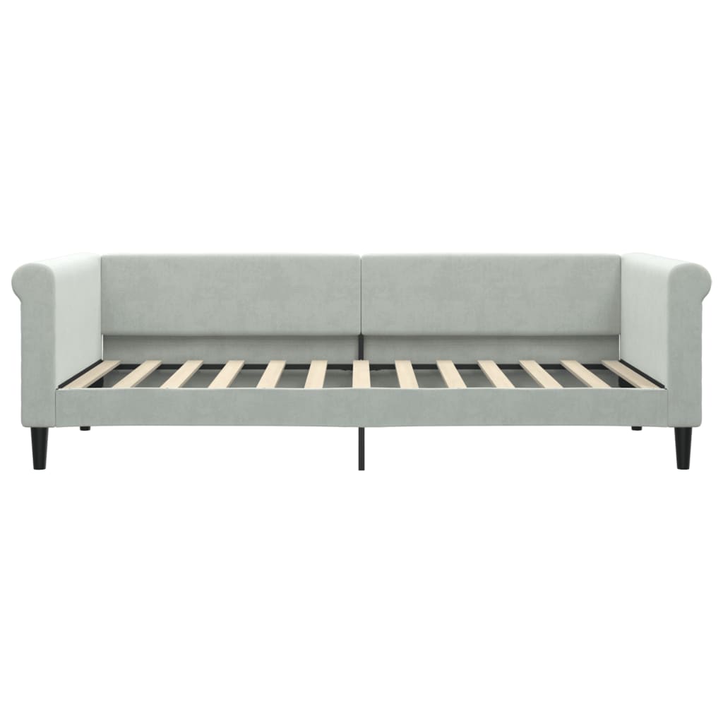 Lit de jour avec matelas gris clair 90x200 cm velours - XIOS