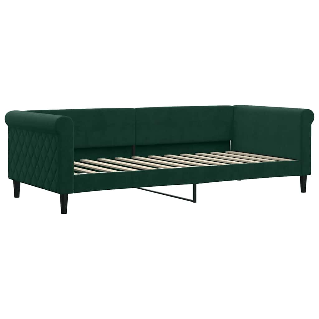 Lit de jour avec matelas vert foncé 90x200 cm velours