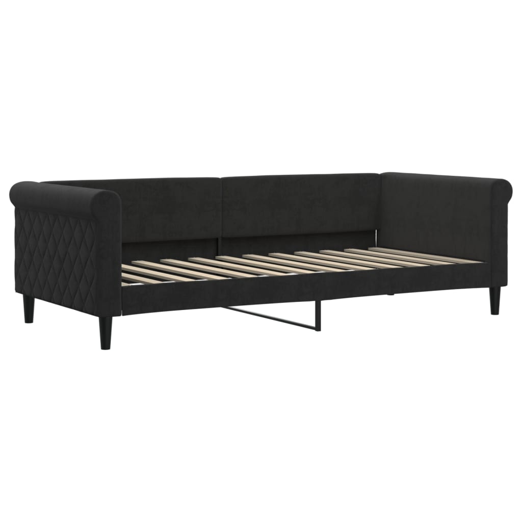 Lit de jour avec matelas noir 90x200 cm velours - XIOS