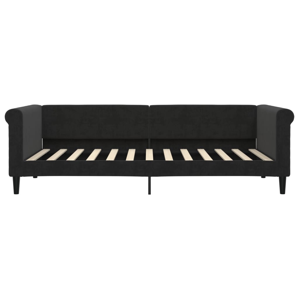 Lit de jour avec matelas noir 90x200 cm velours - XIOS