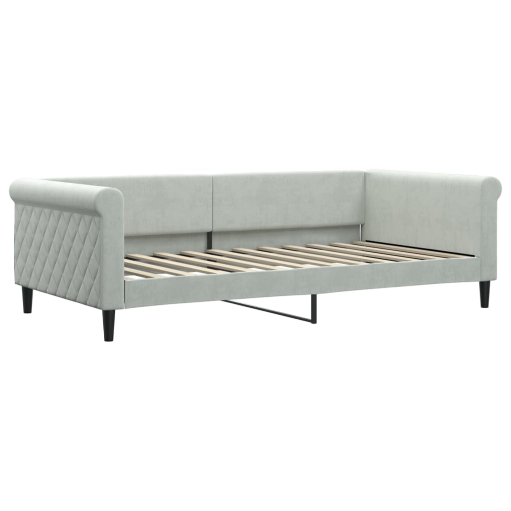 Lit de jour avec matelas gris clair 100x200 cm velours - XIOS