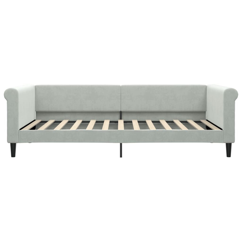 Lit de jour avec matelas gris clair 100x200 cm velours - XIOS