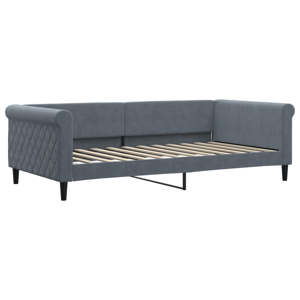 Lit de jour avec matelas gris foncé 100x200 cm velours - XIOS