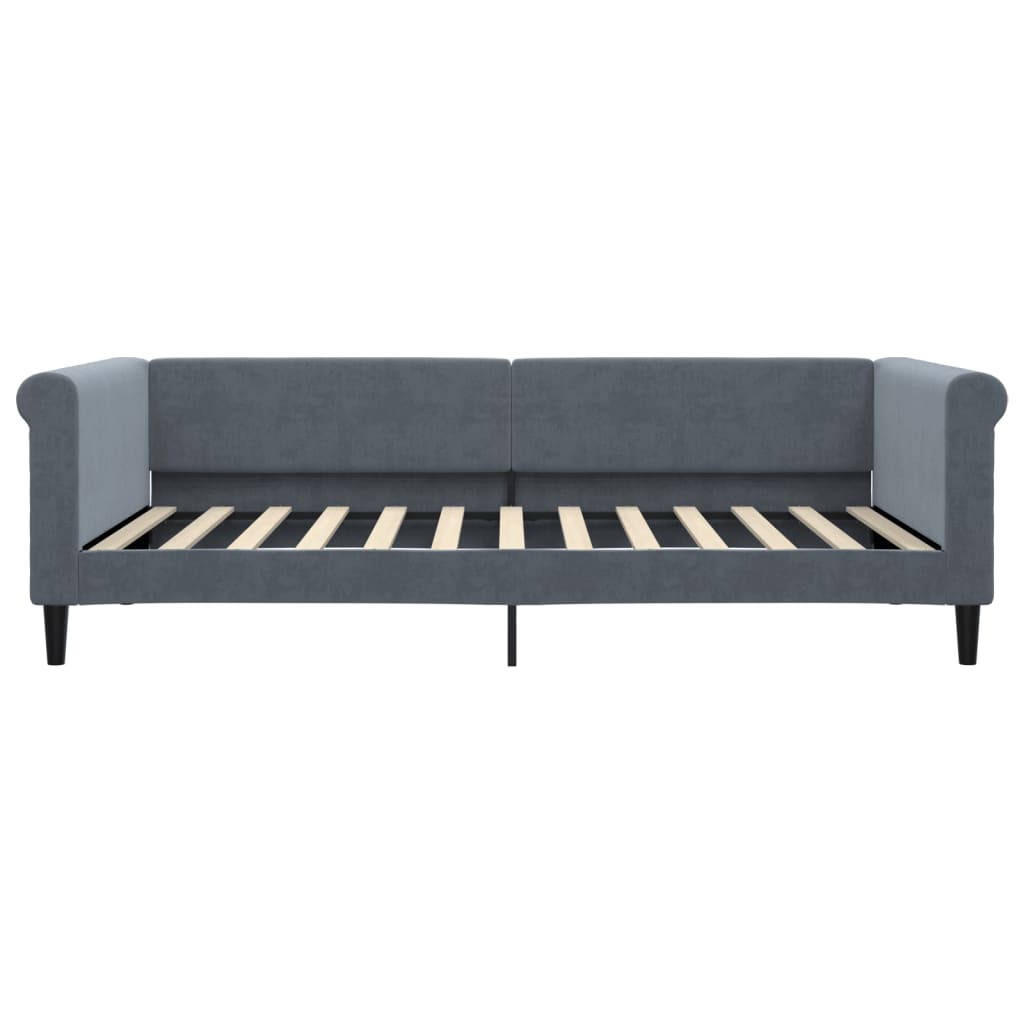Lit de jour avec matelas gris foncé 100x200 cm velours - XIOS