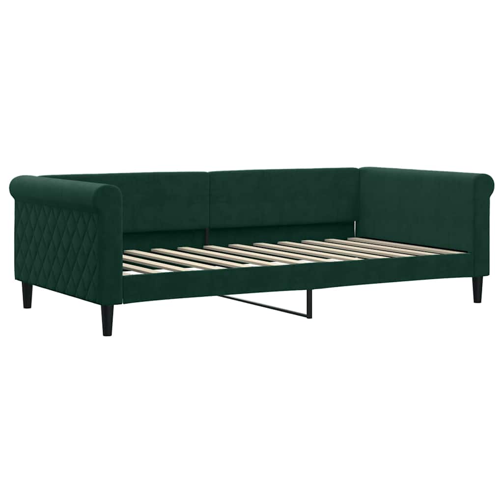 Lit de jour avec matelas vert foncé 100x200 cm velours - XIOS