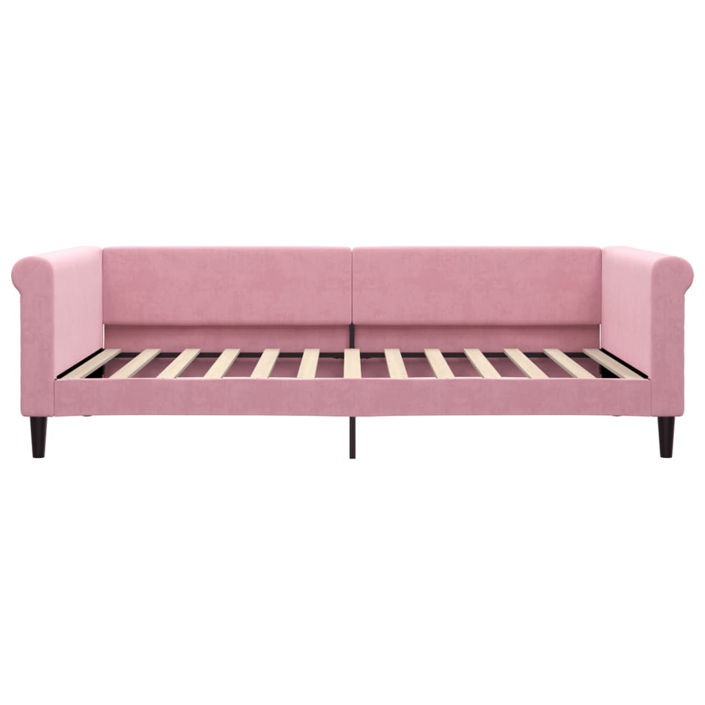 Lit de jour avec matelas rose 100x200 cm velours - XIOS