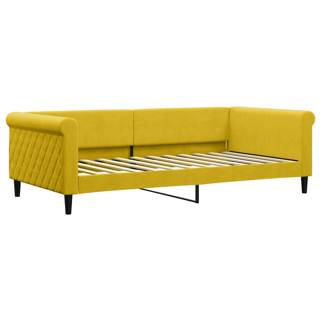 Lit de jour avec matelas jaune 100x200 cm velours - XIOS