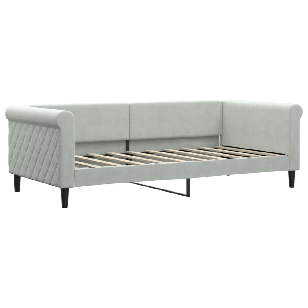 Lit de jour avec matelas gris clair 90x190 cm velours - XIOS