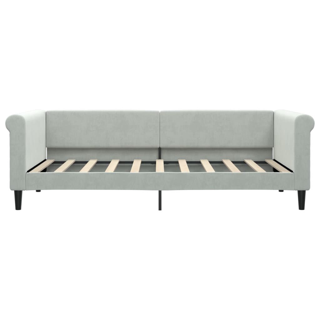 Lit de jour avec matelas gris clair 90x190 cm velours - XIOS