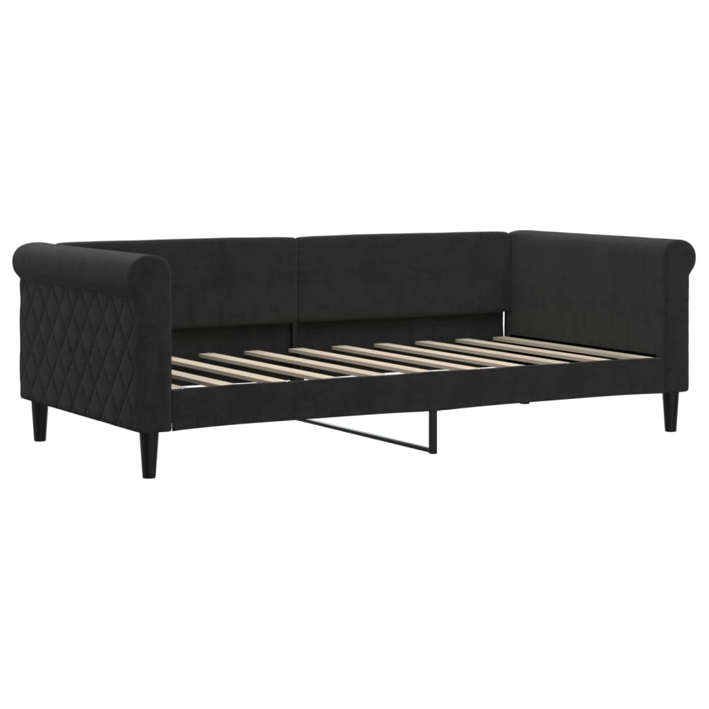 Lit de jour avec matelas noir 90x190 cm velours - XIOS