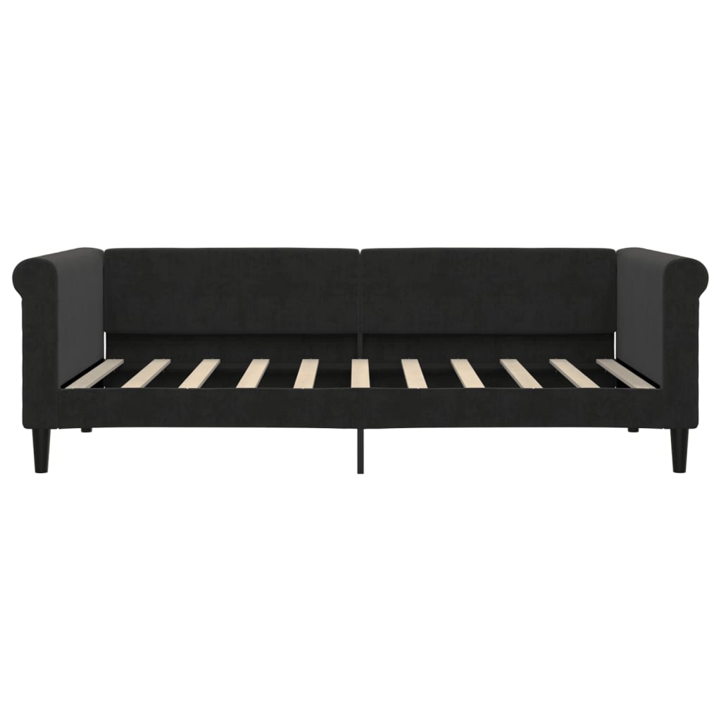 Lit de jour avec matelas noir 90x190 cm velours - XIOS