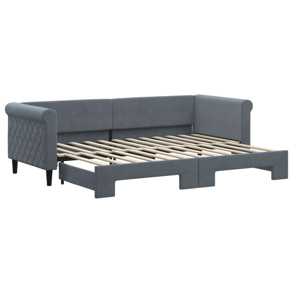 Lit de jour avec gigogne sans matelas gris foncé 80x200 cm - XIOS
