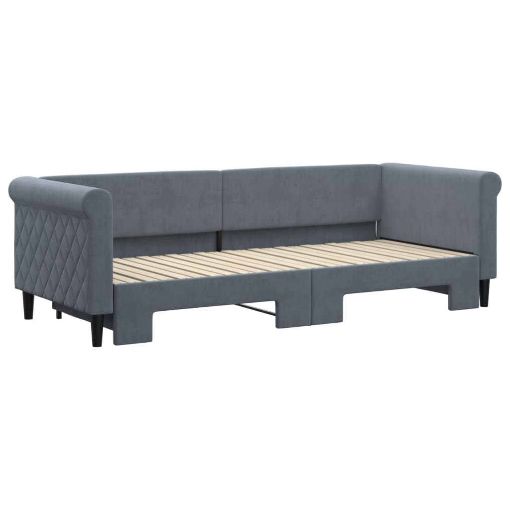 Lit de jour avec gigogne sans matelas gris foncé 80x200 cm - XIOS
