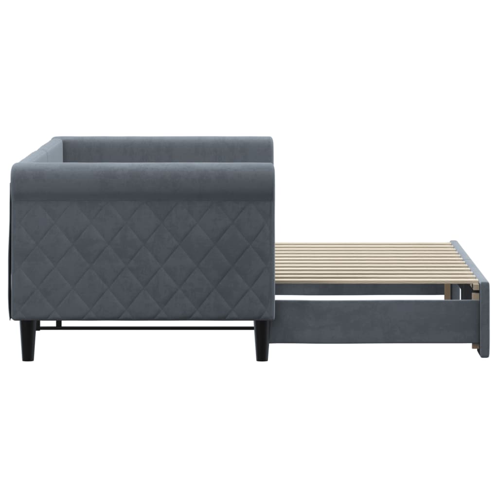 Lit de jour avec gigogne sans matelas gris foncé 80x200 cm - XIOS
