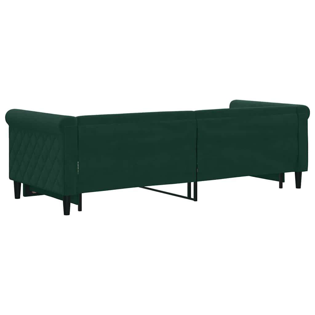 Lit de jour avec gigogne sans matelas vert foncé 80x200 cm