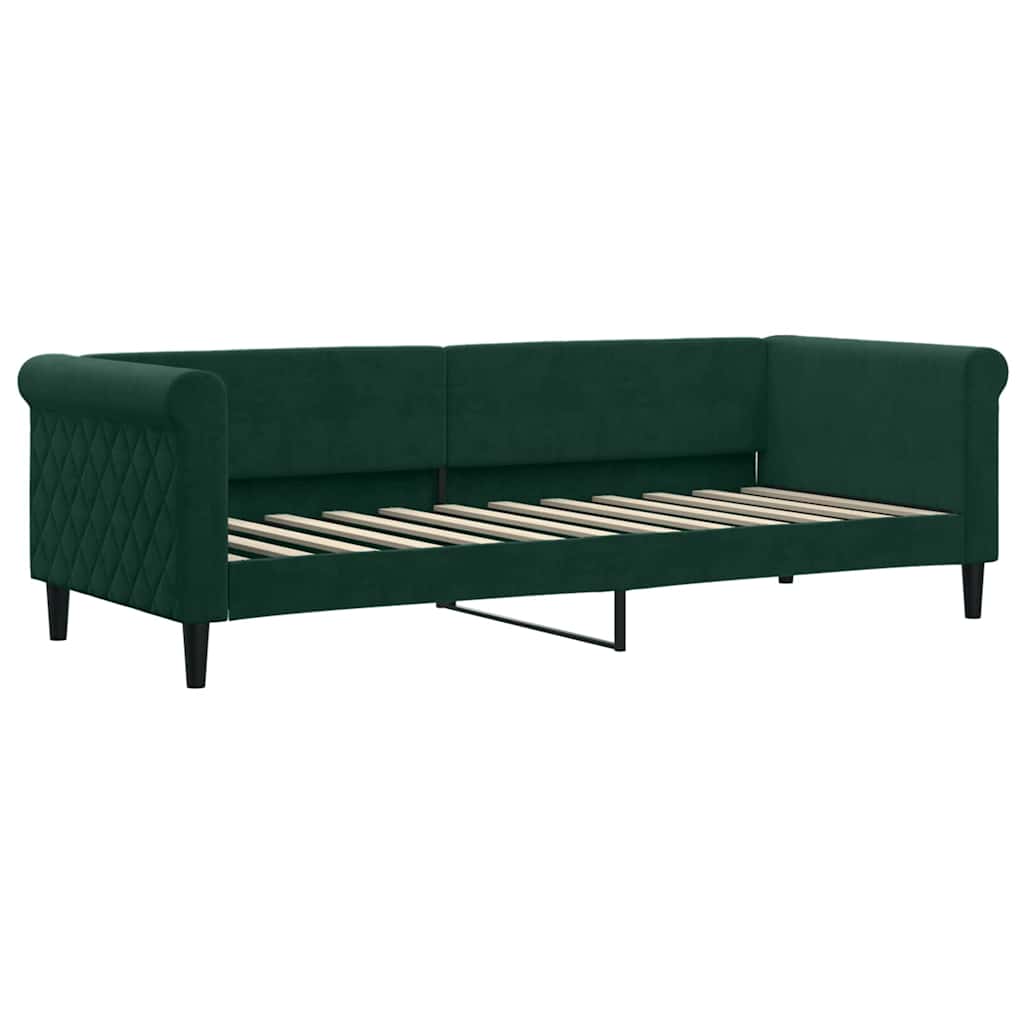 Lit de jour avec gigogne sans matelas vert foncé 80x200 cm