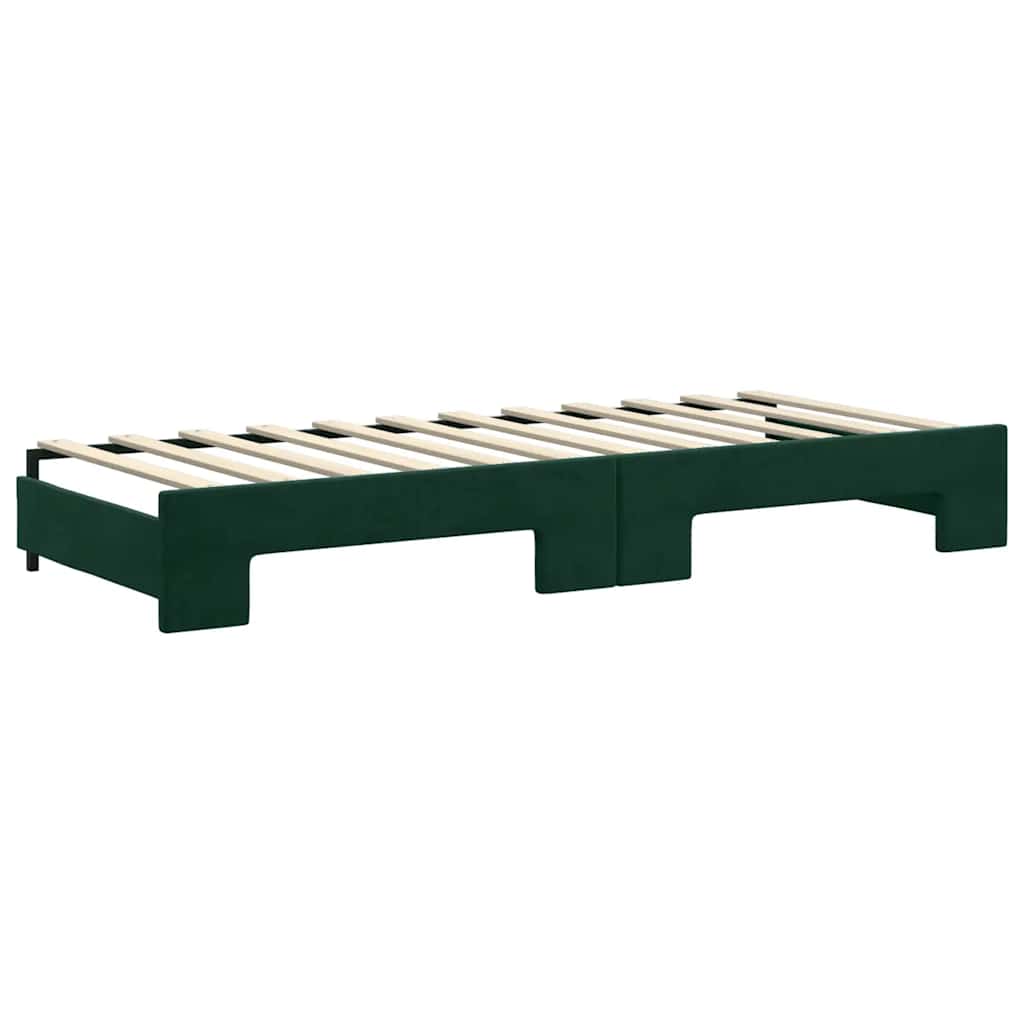 Lit de jour avec gigogne sans matelas vert foncé 80x200 cm