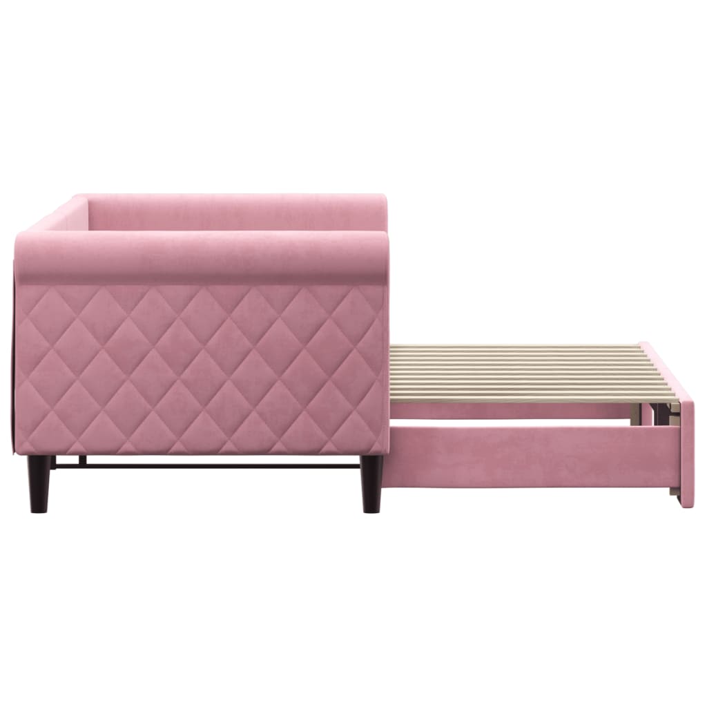 Lit de jour avec gigogne sans matelas rose 80x200 cm