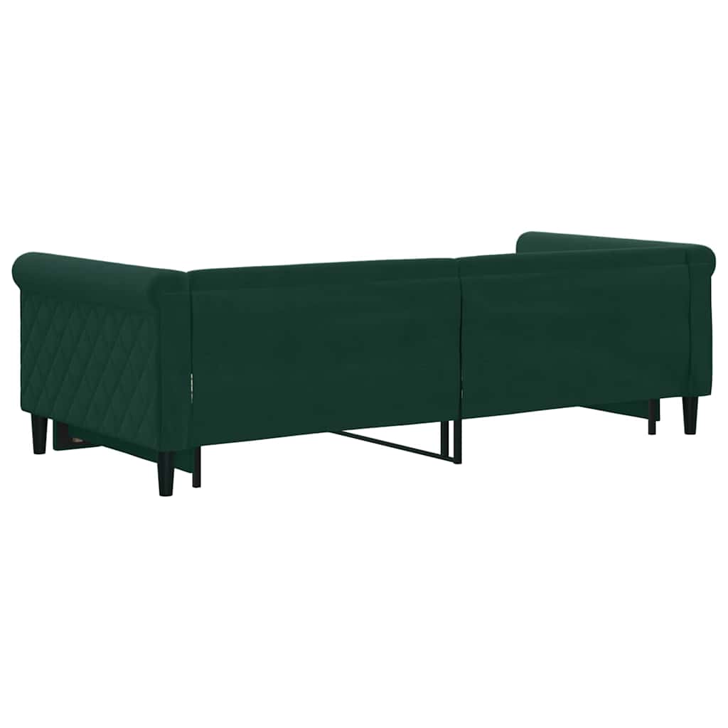 Lit de jour avec gigogne sans matelas vert foncé 90x200 cm