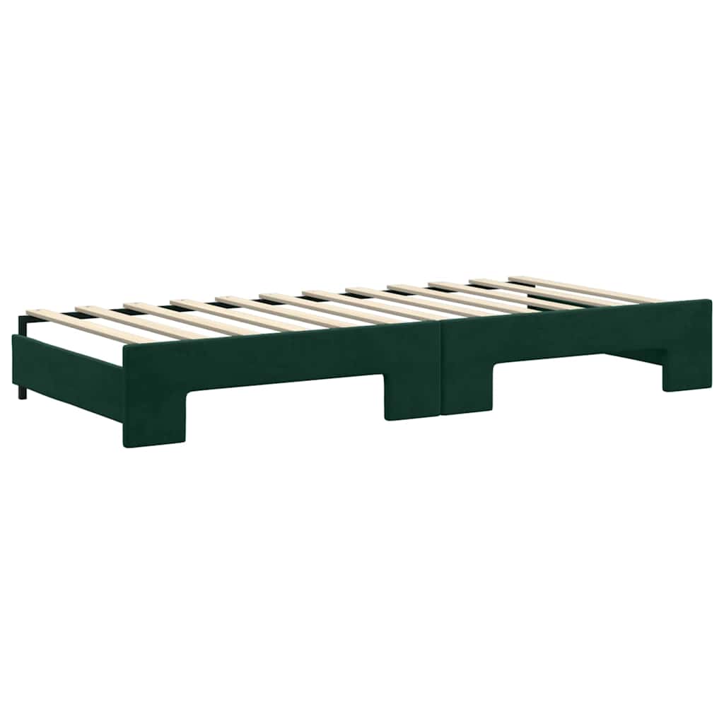 Lit de jour avec gigogne sans matelas vert foncé 90x200 cm