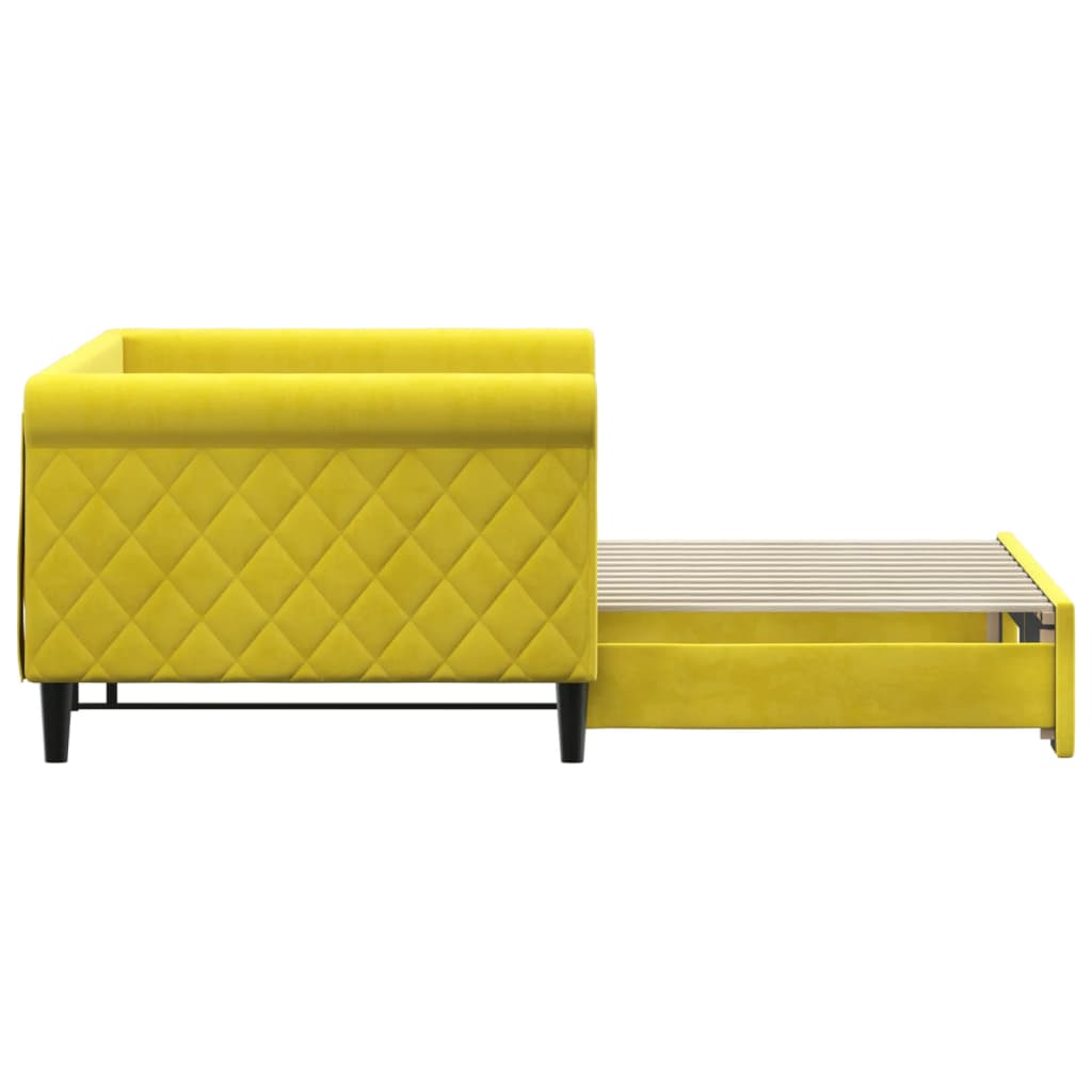 Lit de jour avec lit gigogne jaune 90x200 cm velours - XIOS