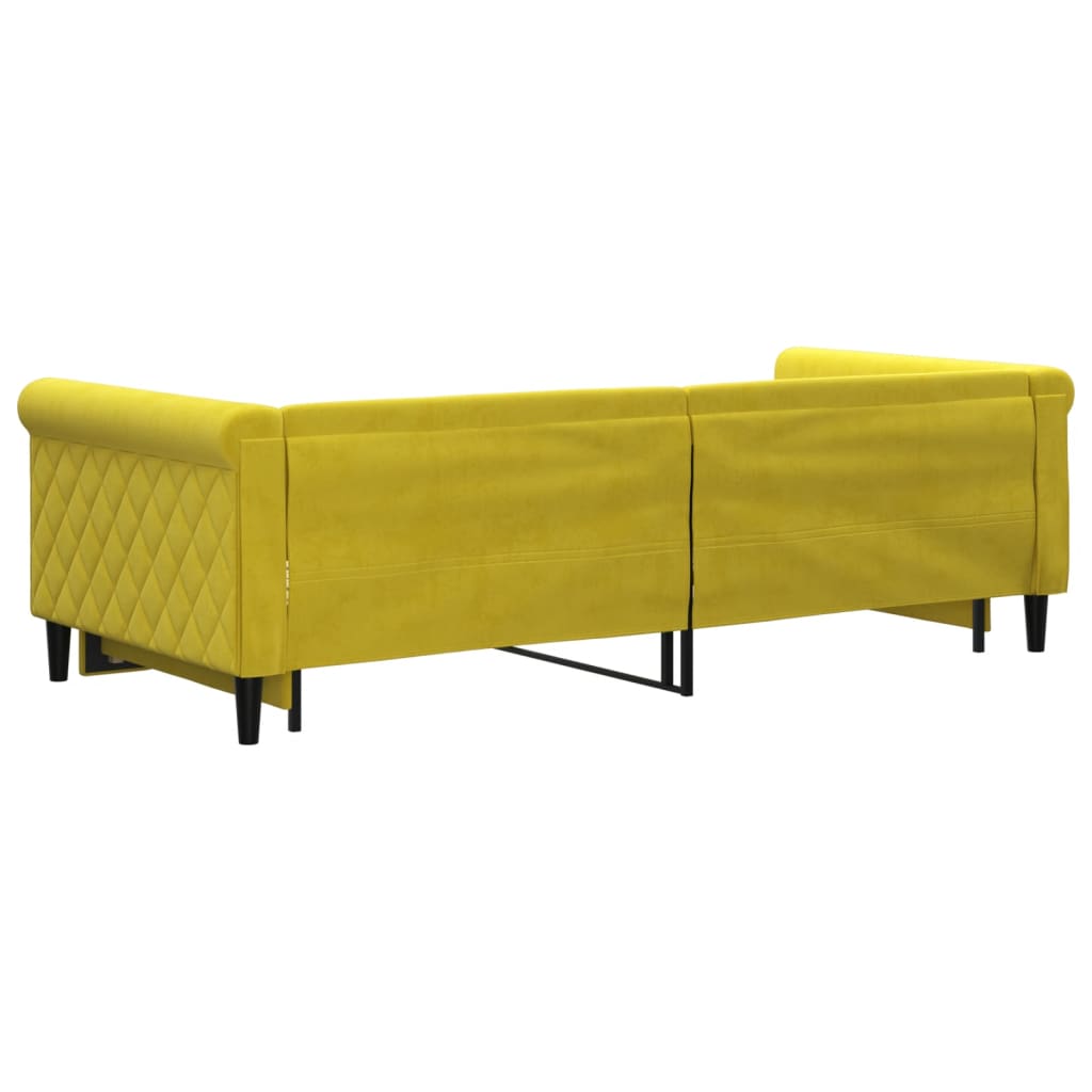 Lit de jour avec lit gigogne jaune 90x200 cm velours - XIOS