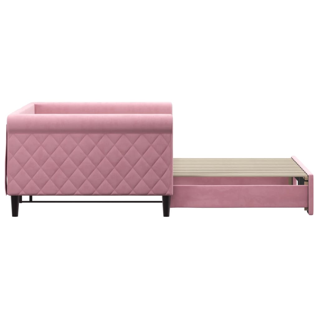 Lit de jour avec lit gigogne rose 100x200 cm velours