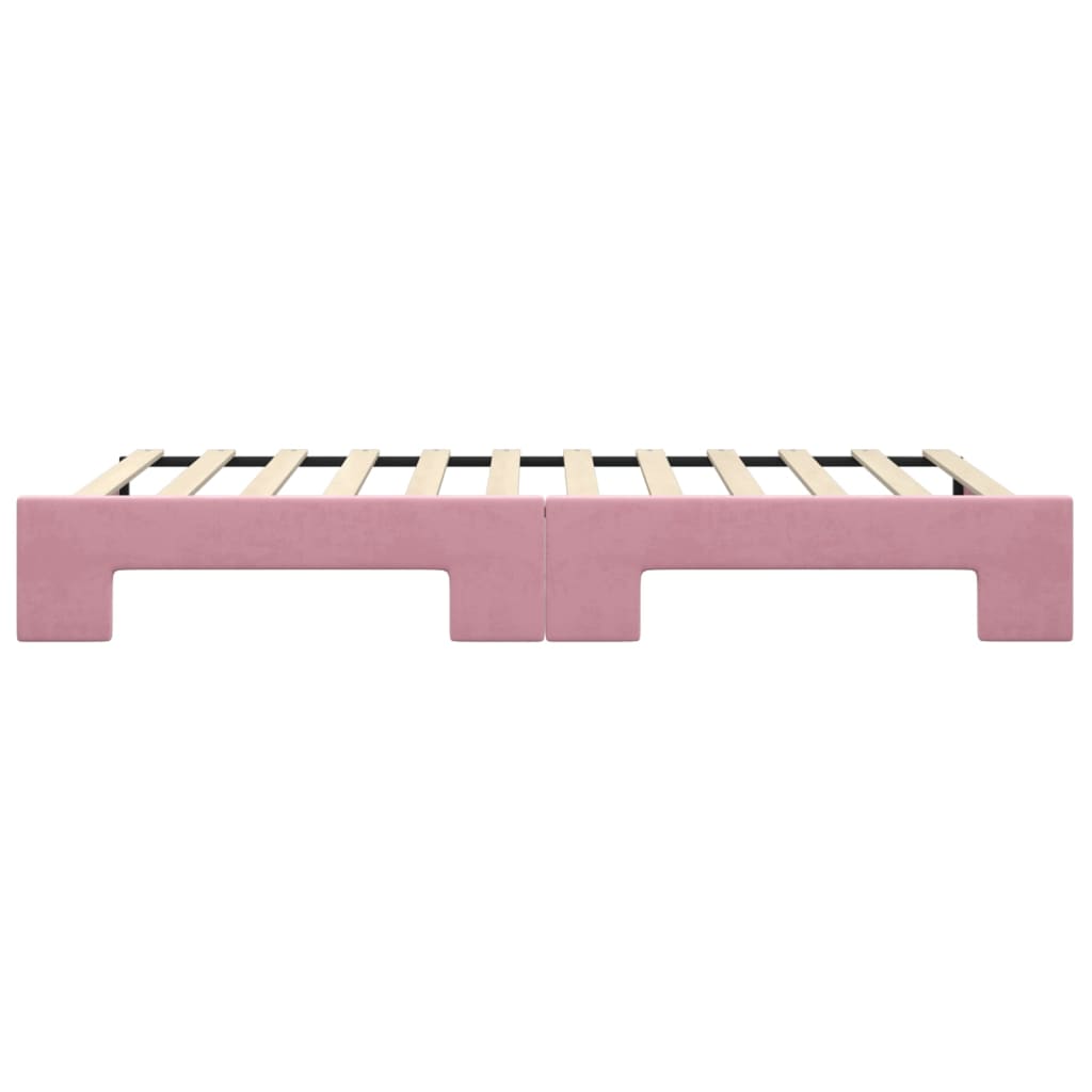 Lit de jour avec lit gigogne rose 100x200 cm velours