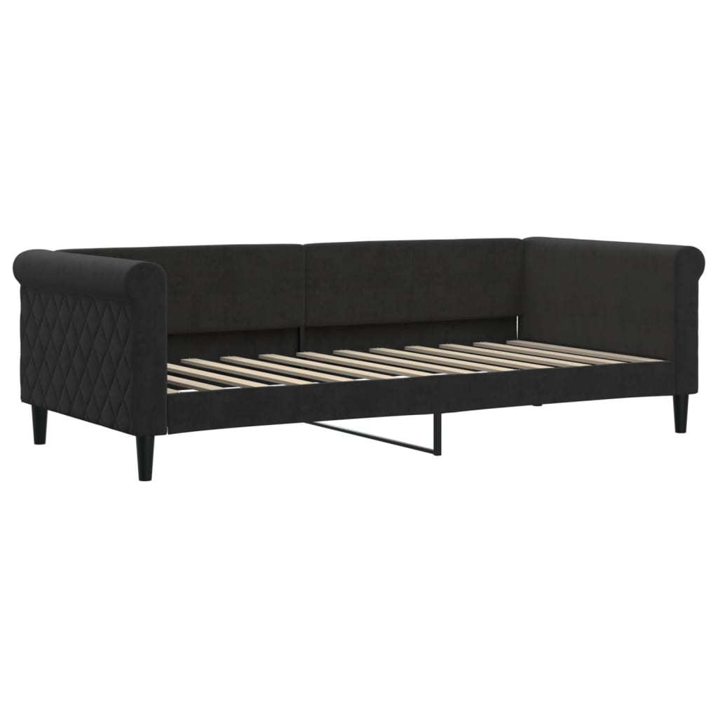 Lit de jour avec gigogne et matelas noir 90x200 cm velours - XIOS