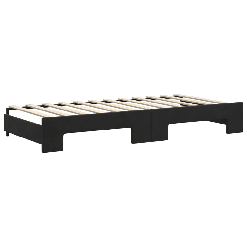 Lit de jour avec gigogne et matelas noir 90x200 cm velours - XIOS