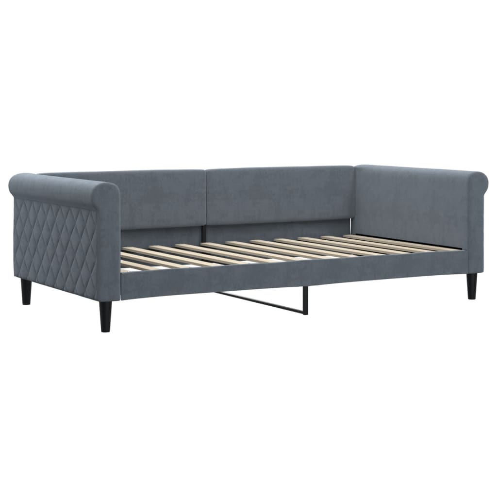 Lit de jour et gigogne et matelas gris foncé 100x200 cm velours