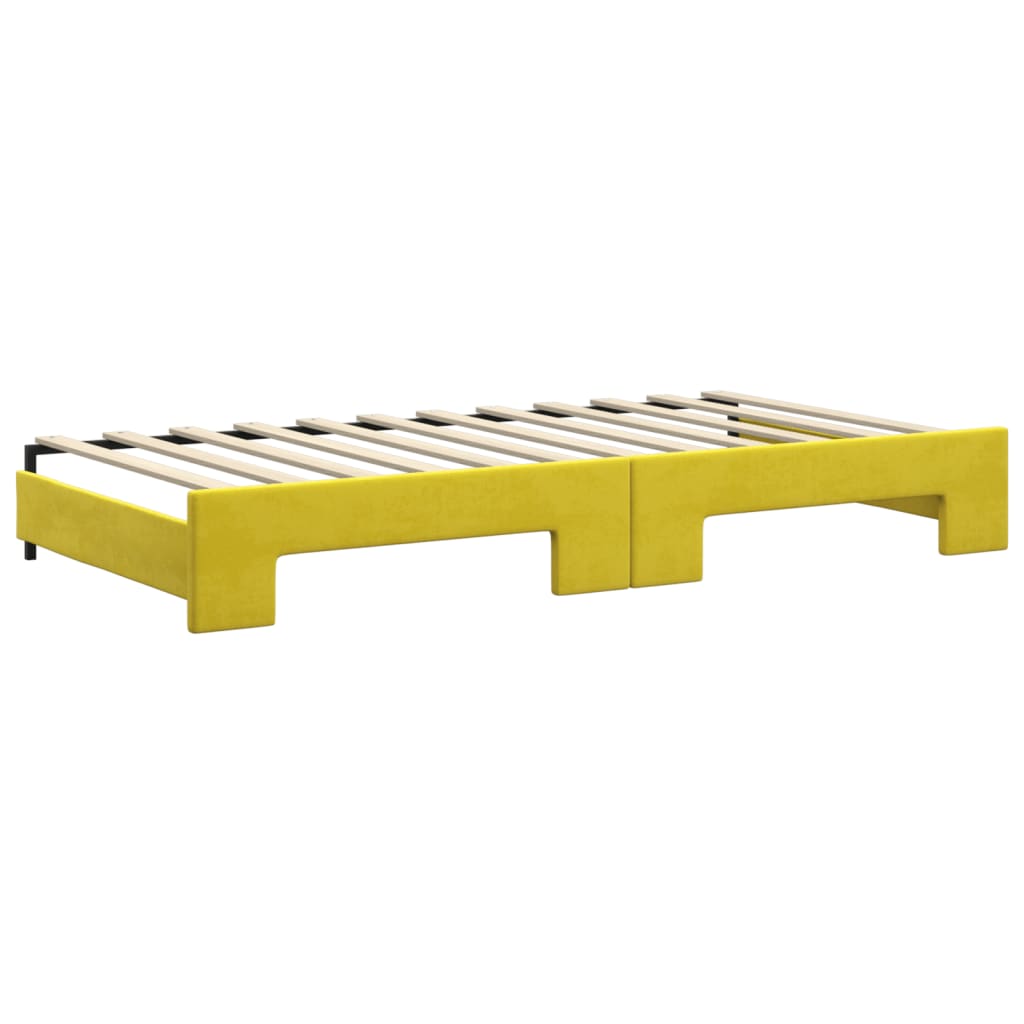 Lit de jour avec gigogne et matelas jaune 100x200 cm velours - XIOS
