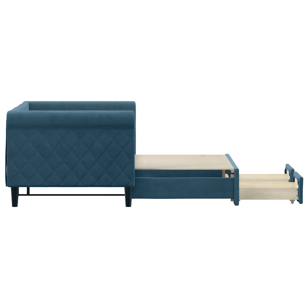 Lit de jour avec gigogne et tiroirs sans matelas bleu 80x200 cm - XIOS