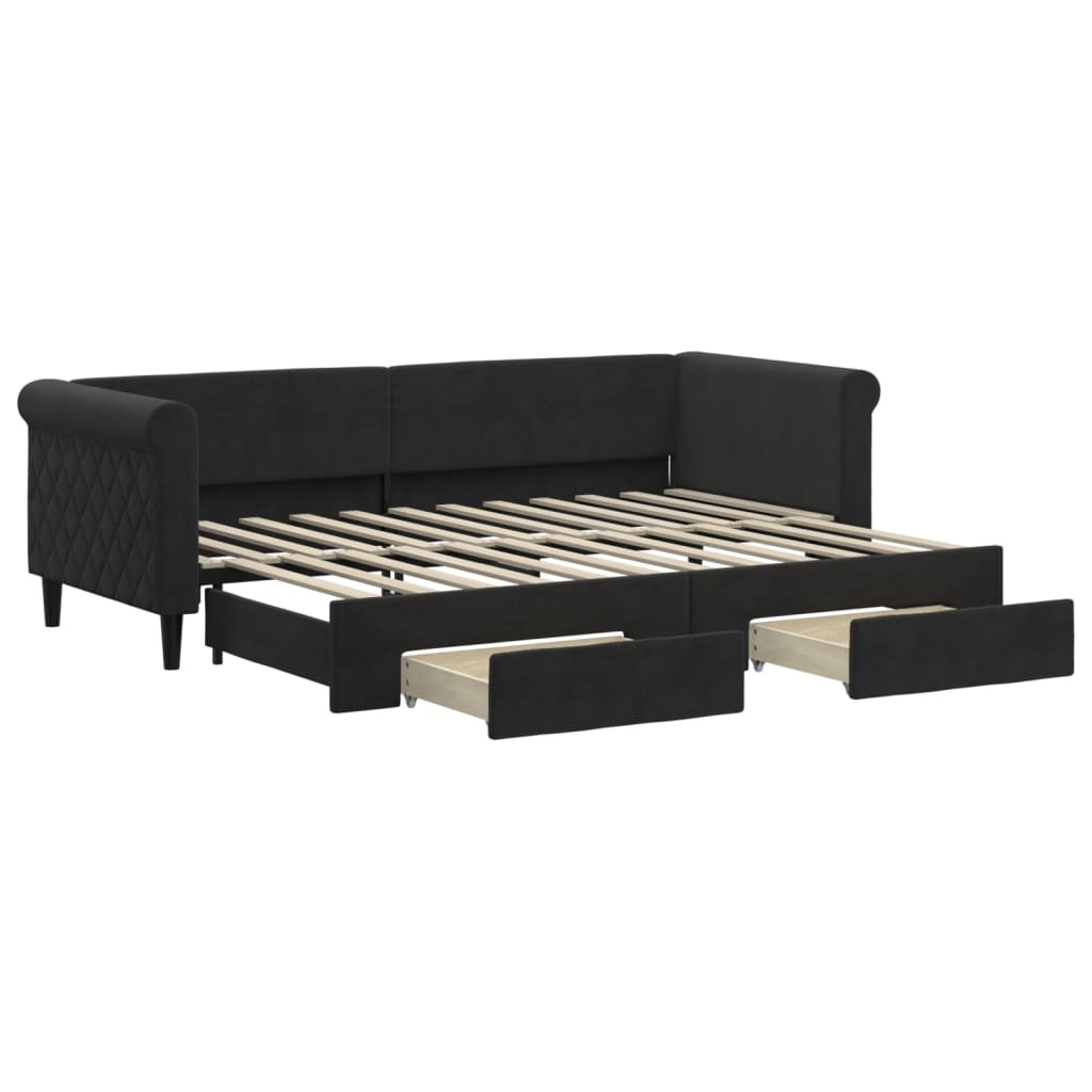 Lit de jour avec gigogne et tiroirs sans matelas noir 80x200 cm - XIOS