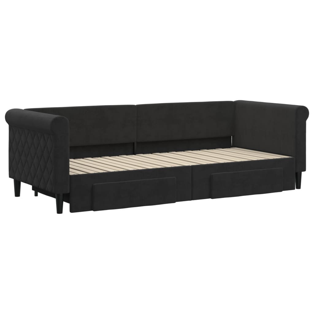 Lit de jour avec gigogne et tiroirs sans matelas noir 80x200 cm - XIOS