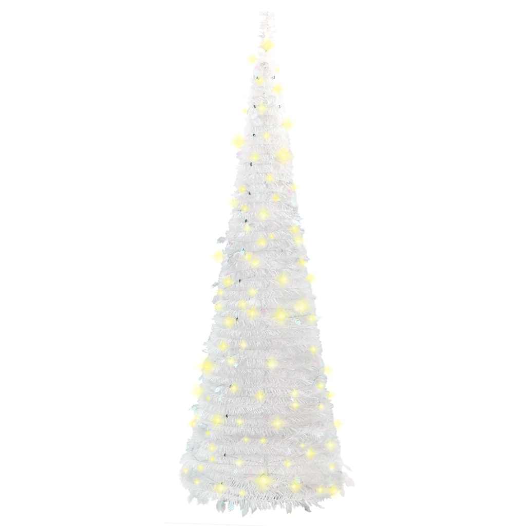 Sapin de Noël artificiel escamotable 100 LED blanc 150 cm - XIOS