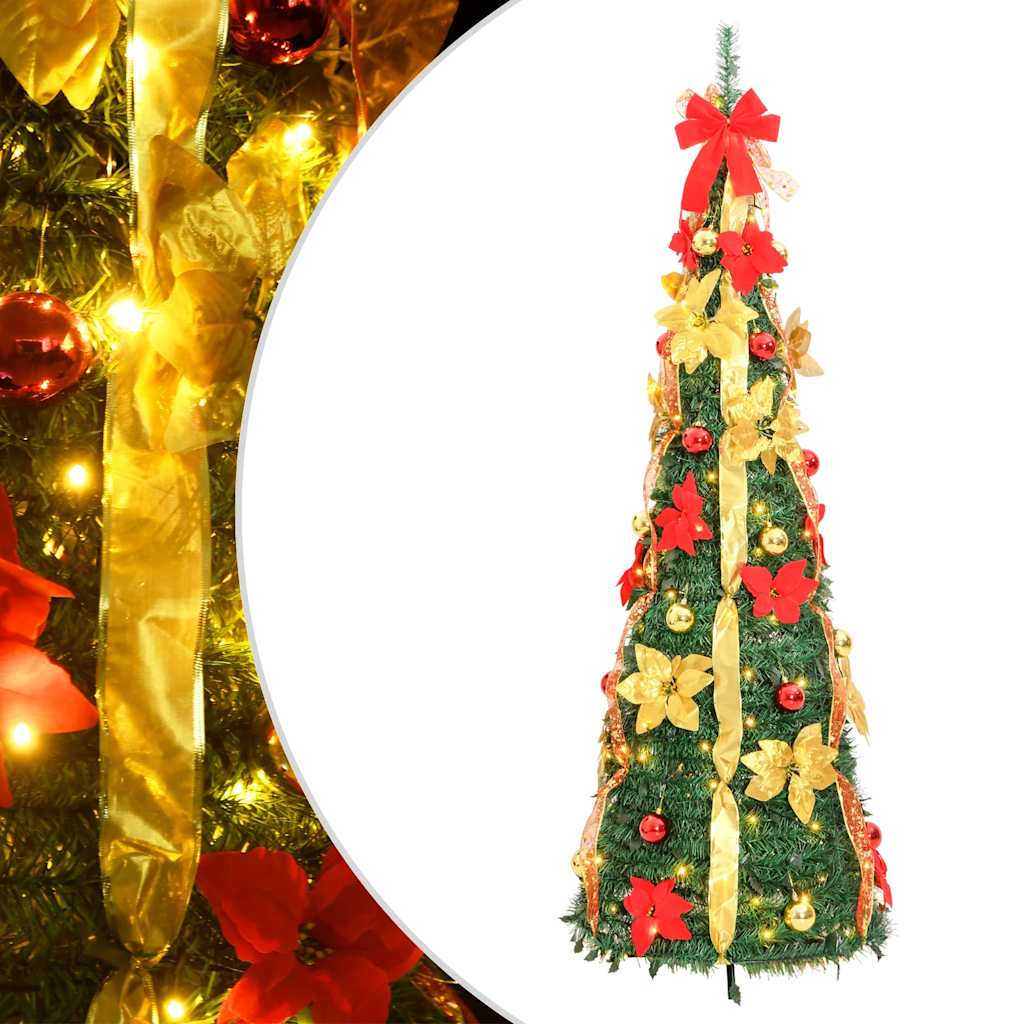 Sapin de Noël artificiel escamotable 100 LED vert 150 cm - XIOS