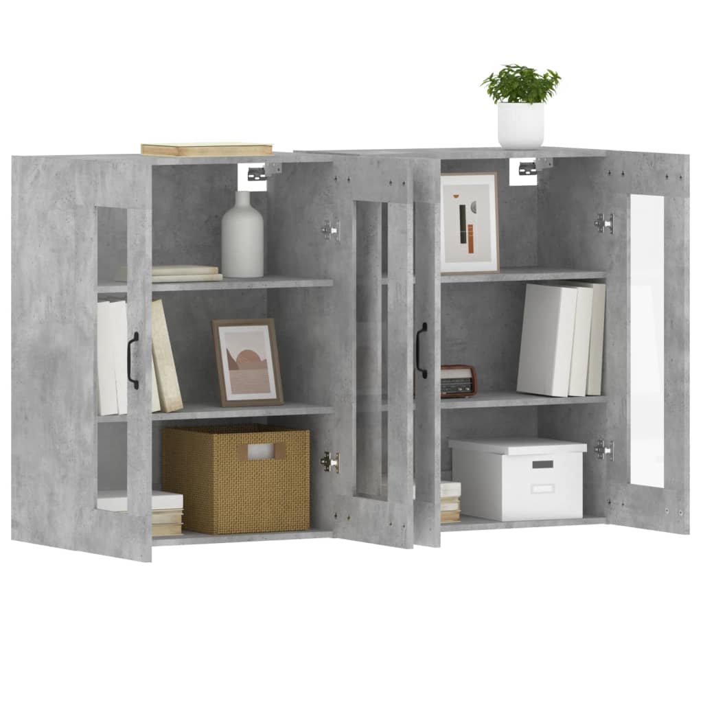 Armoires murales 2 pcs gris béton bois d'ingénierie - XIOS