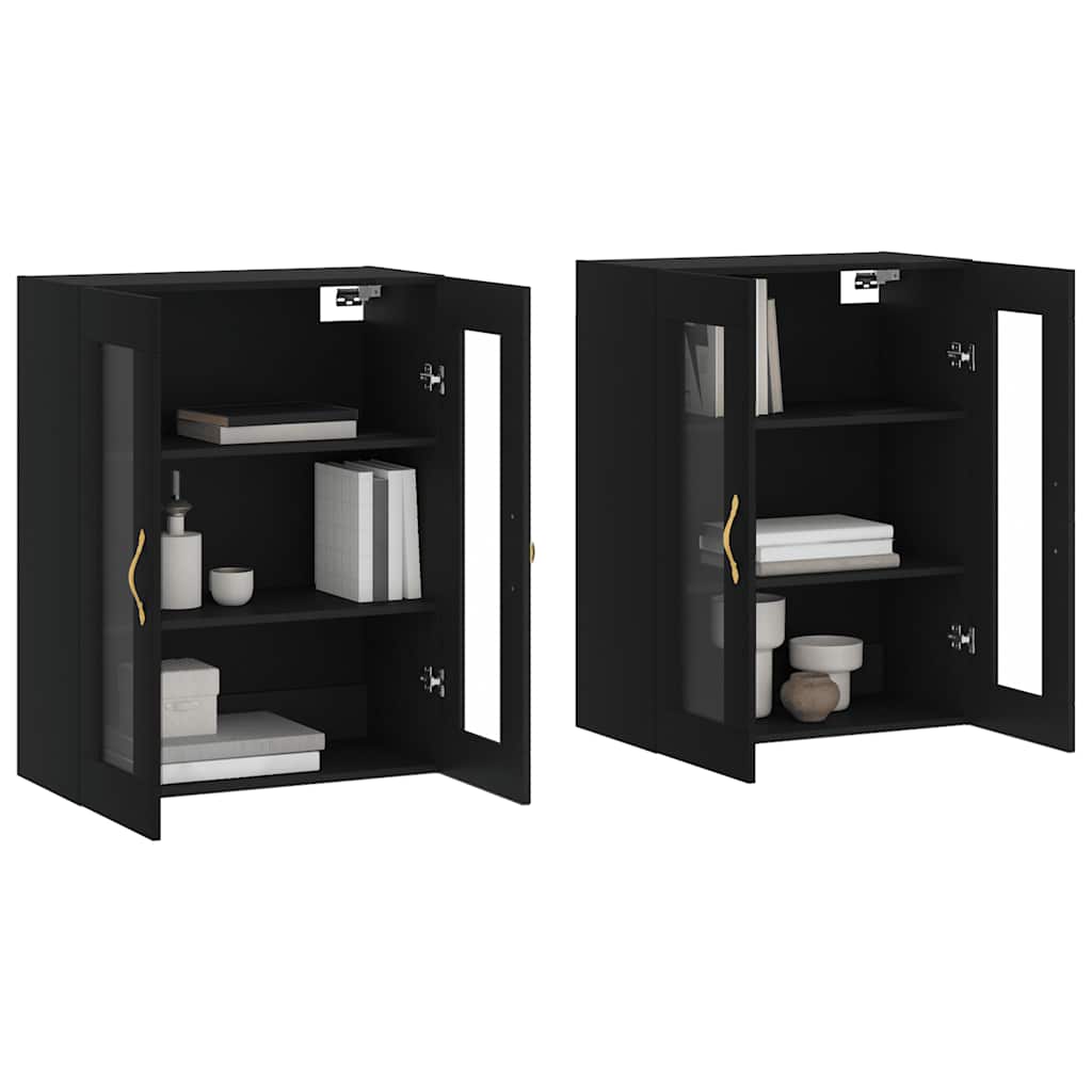 Armoires murales 2 pcs noir bois d'ingénierie - XIOS