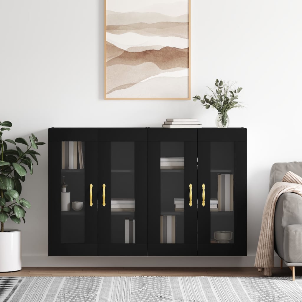 Armoires murales 2 pcs noir bois d'ingénierie - XIOS