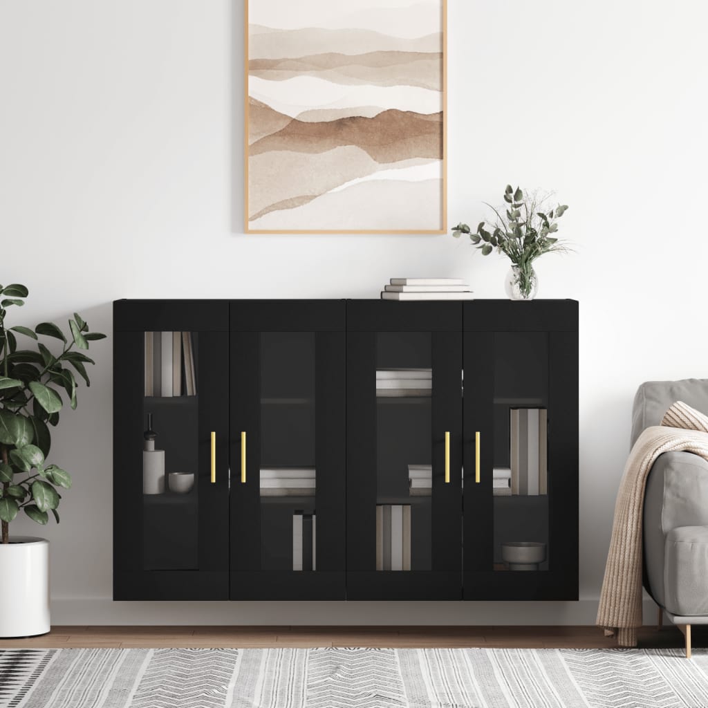 Armoires murales 2 pcs noir bois d'ingénierie - XIOS