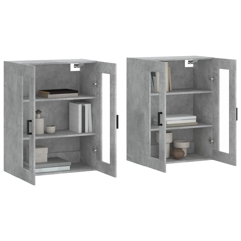 Armoires murales 2 pcs gris béton bois d'ingénierie - XIOS