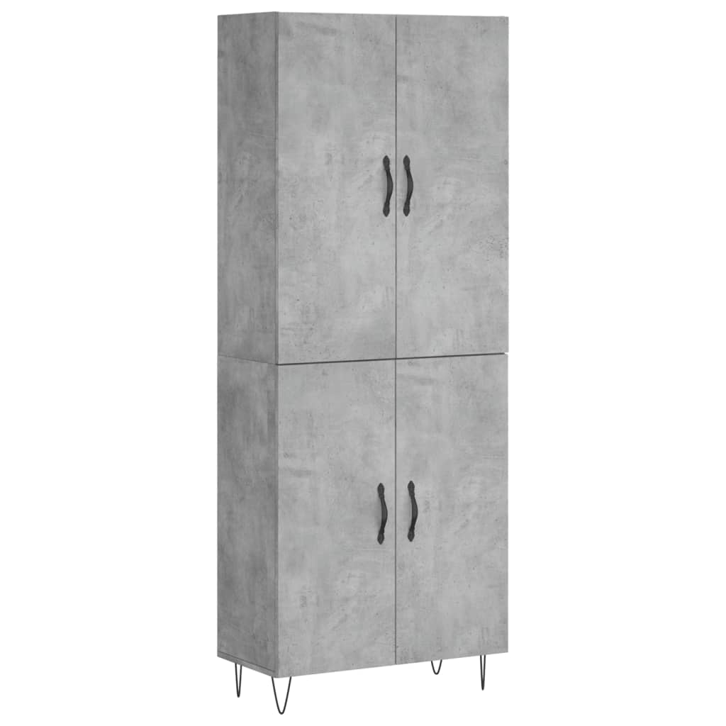 Buffet haut Gris béton 69,5x34x180 cm Bois d'ingénierie - XIOS