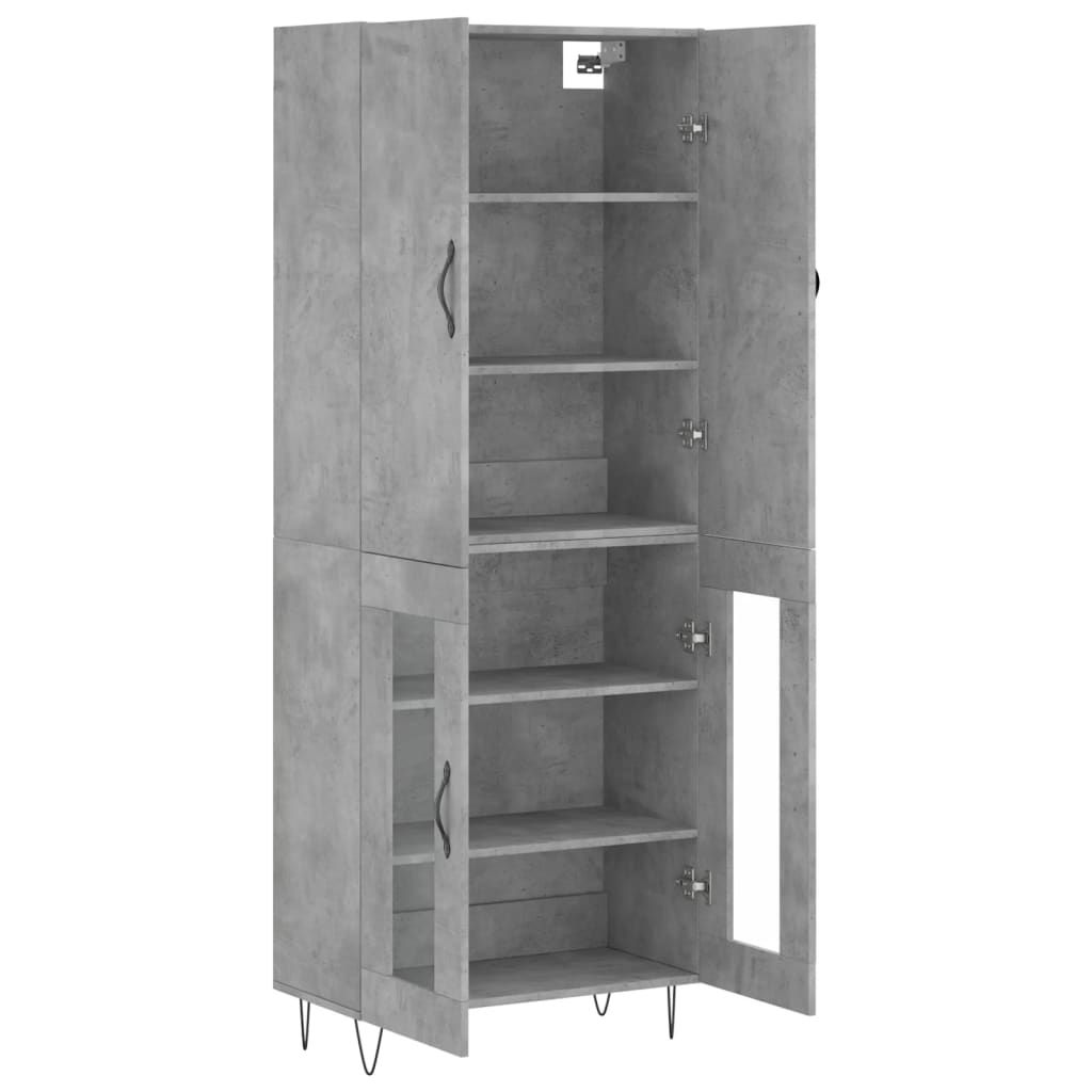 Buffet haut Gris béton 69,5x34x180 cm Bois d'ingénierie - XIOS