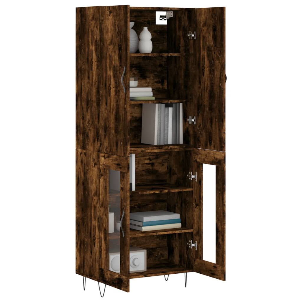 Buffet haut Chêne fumé 69,5x34x180 cm Bois d'ingénierie - XIOS